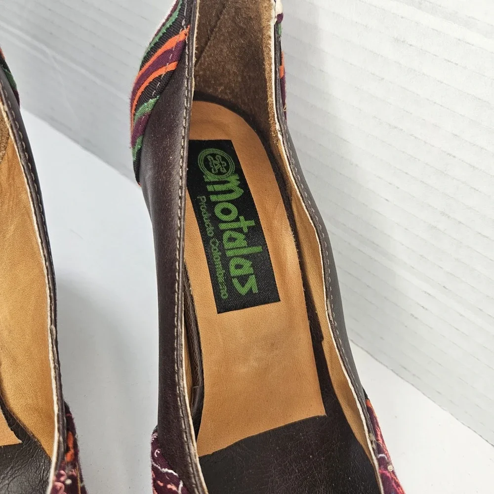 Peep Toe Handmade Leather Heels Size 36 Colombia Embroidered‎ Boho Festival